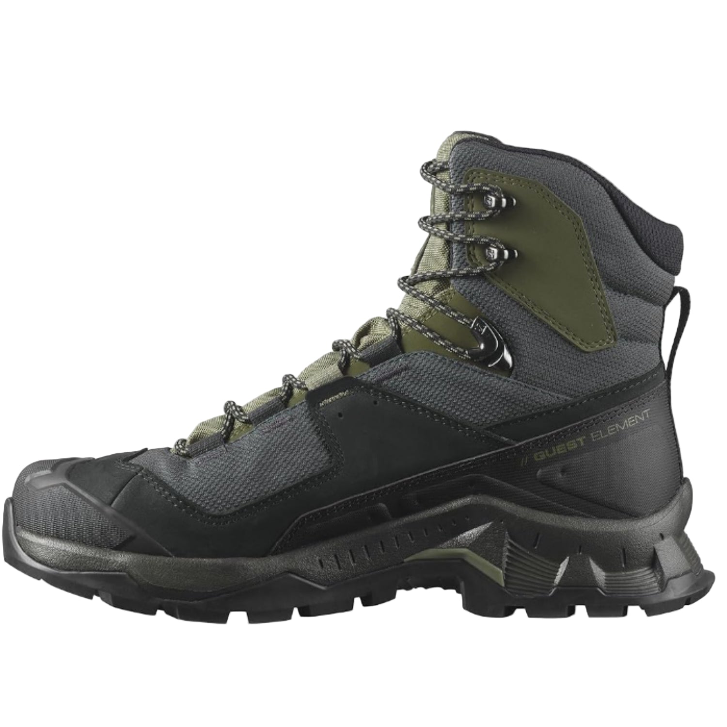 Salomon Men's QUEST ELEMENT GORE-TEX Leather Hiking Boots, Black / Deep Lichen Green / Olive Night - Ndoros