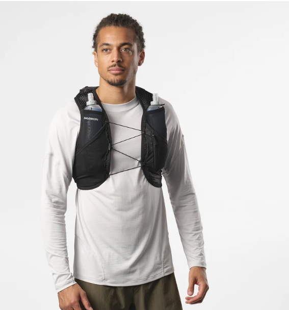 Salomon Unisex Active  Skin 8 | 8 Liter Hydration Trail Running Vest Black