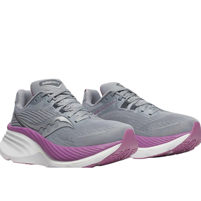 Saucony Women's Hurricane 24 Sneaker, Flint/Viola, Wide - Ndoros