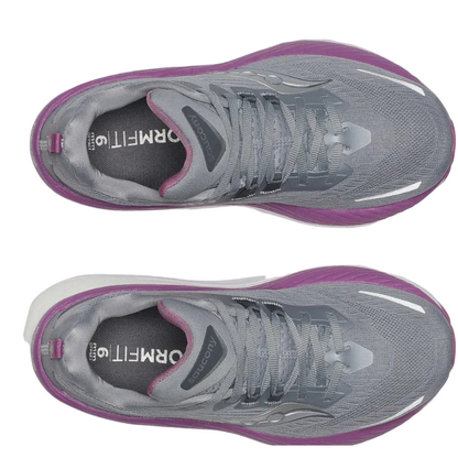 Saucony Women's Hurricane 24 Sneaker, Flint/Viola, Wide - Ndoros