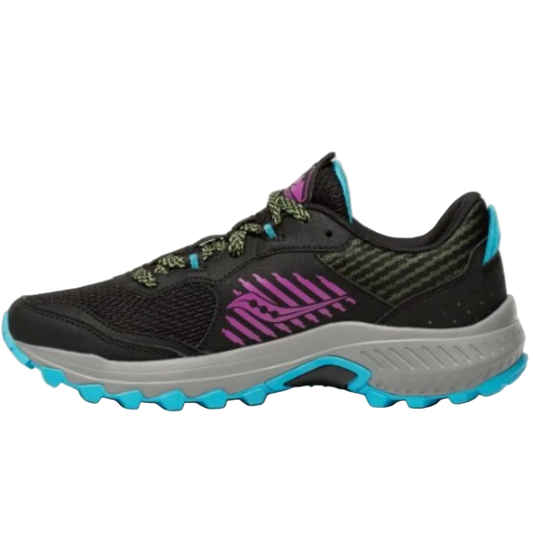 Saucony Women's Excursion TR15 Trail Running Shoe, Black/raz/Lime - Ndoros