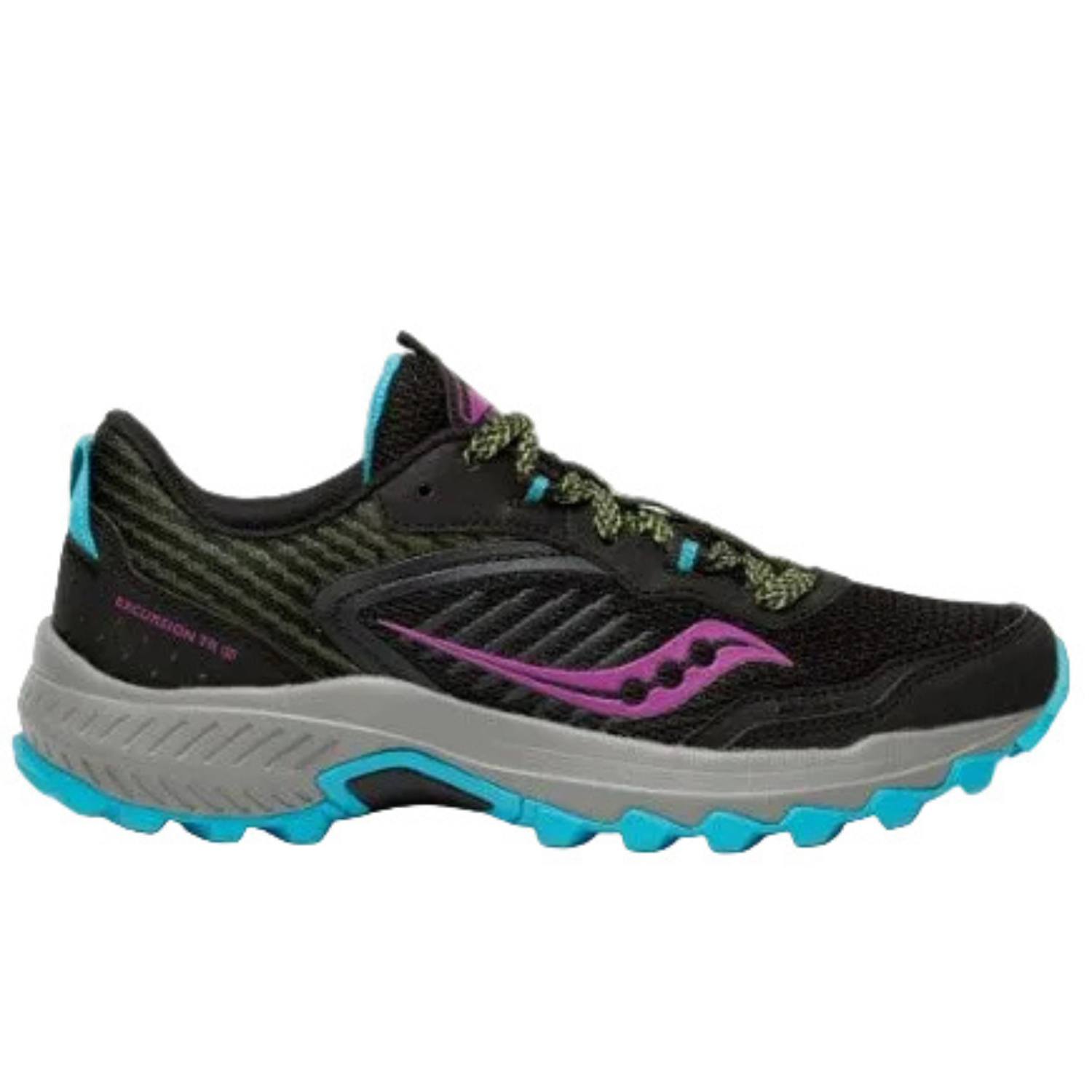 Saucony Women's Excursion TR15 Trail Running Shoe, Black/raz/Lime - Ndoros