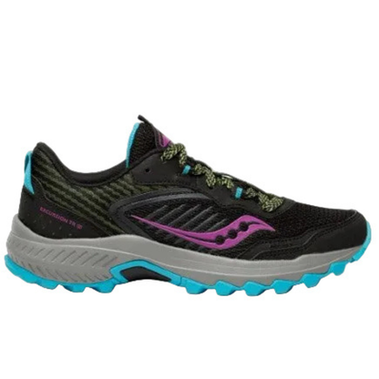 Saucony Women's Excursion TR15 Trail Running Shoe, Black/raz/Lime - Ndoros