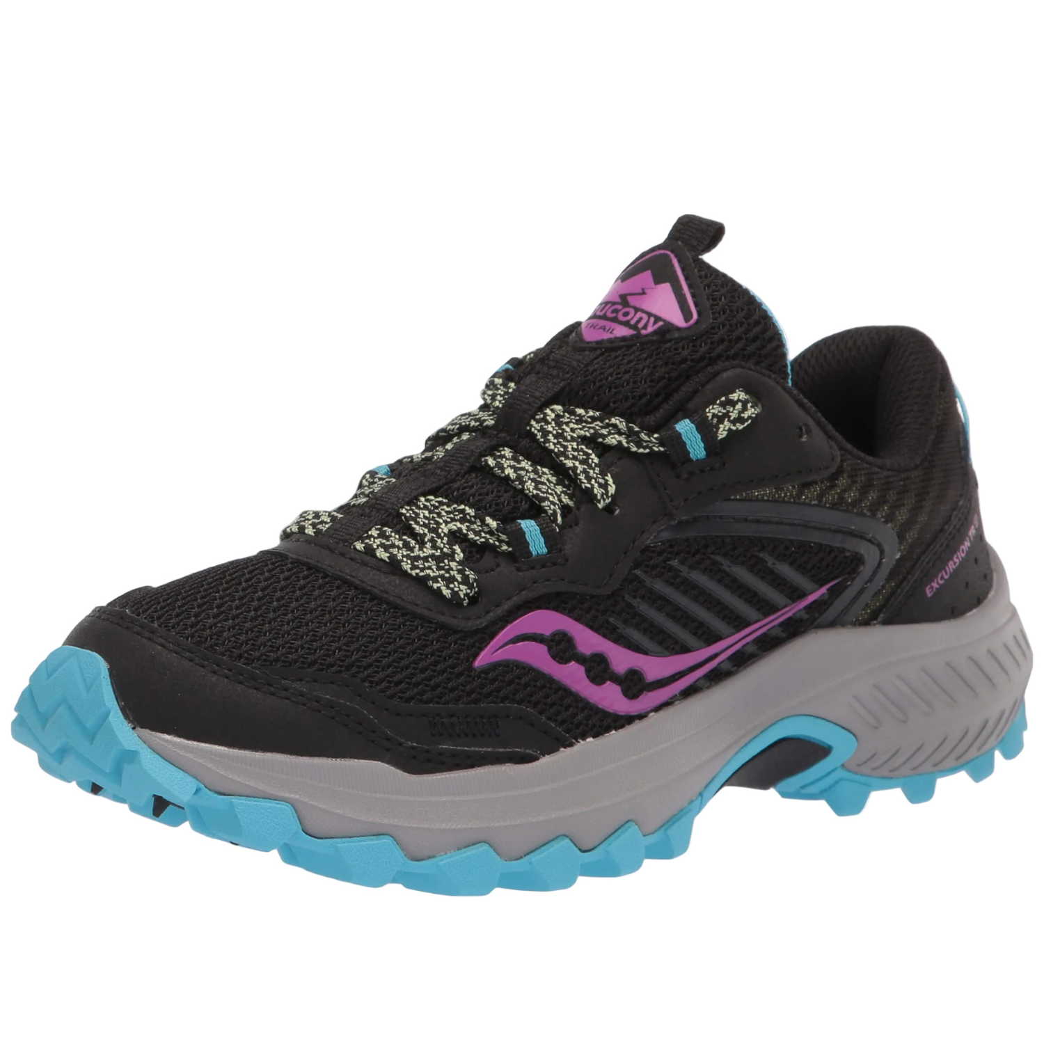 Saucony Women's Excursion TR15 Trail Running Shoe, Black/raz/Lime - Ndoros