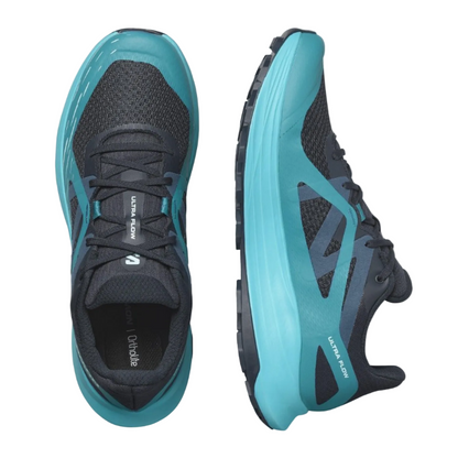 Salomon Men's ULTRA FLOW Men's Trail Running Shoes, and Versatile for Road-to-Trail Adventures, Carbon/Tahitian Tide/Deep Dive - Ndoros