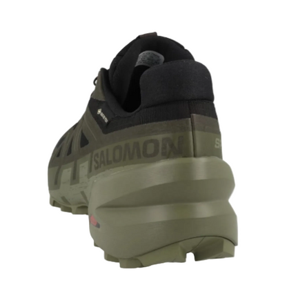 Salomon Men's Speedcross 6 GTX Sneaker, Black/Peat/Deep Lichen Green - Ndoros