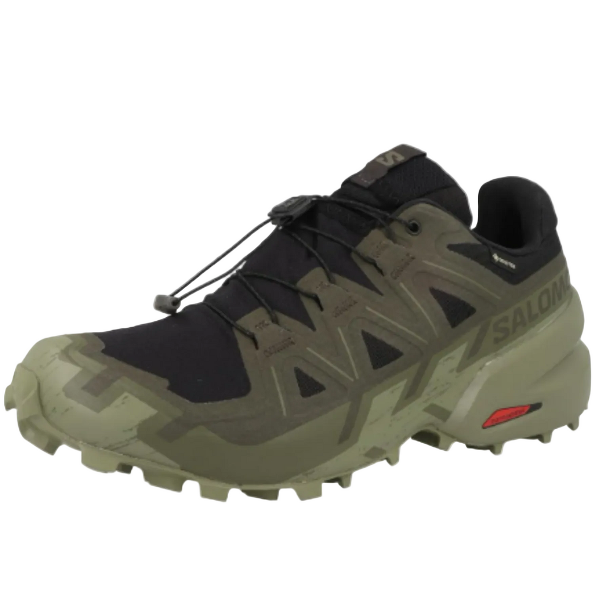 Salomon Men's Speedcross 6 GTX Sneaker, Black/Peat/Deep Lichen Green - Ndoros