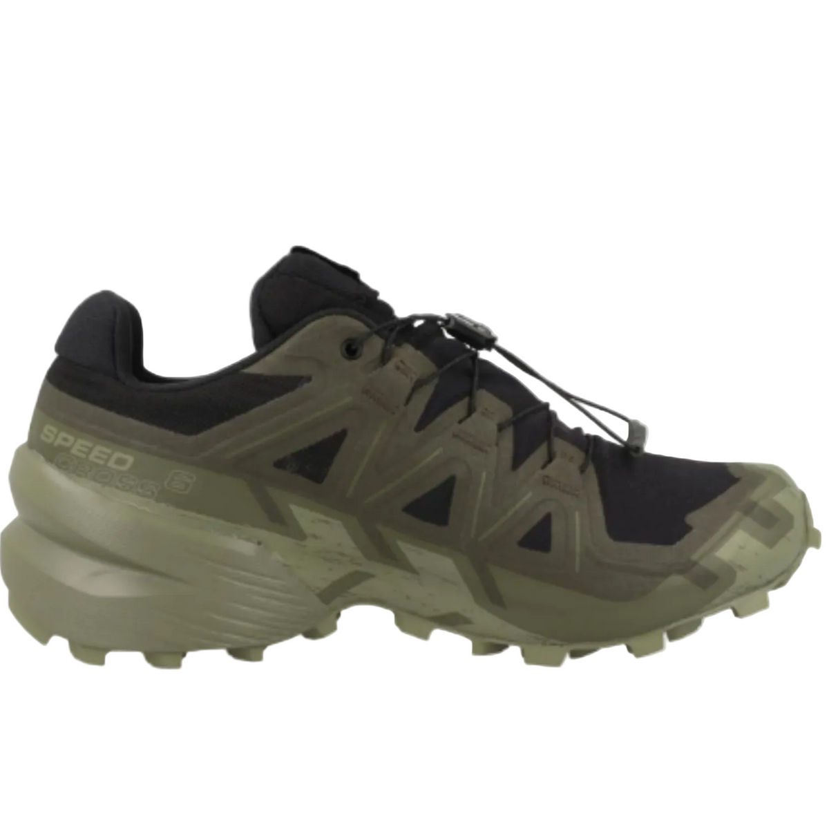 Salomon Men's Speedcross 6 GTX Sneaker, Black/Peat/Deep Lichen Green - Ndoros