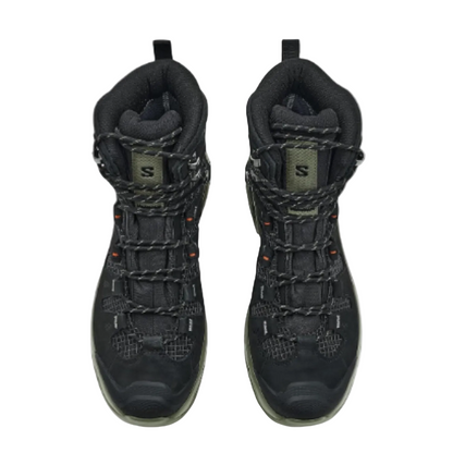 Salomon Men's Quest 5 GTX Hiking Shoe, Black / Deep Lichen Green / Black