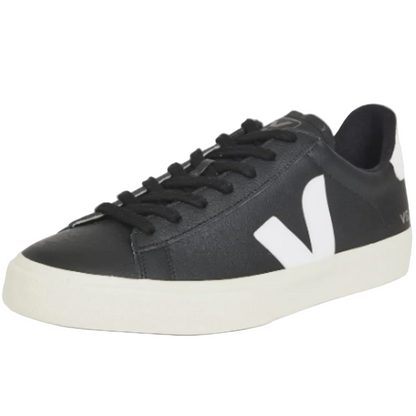 Veja Men's Campo Leather Shoe, Black/White