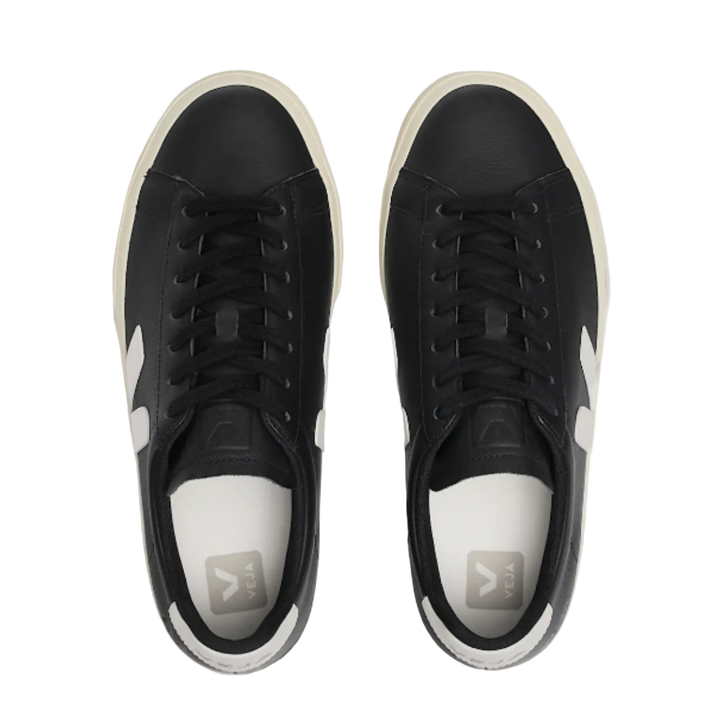 Veja Men's Campo Leather Shoe, Black/White
