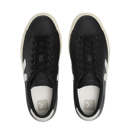 Veja Men's Campo Leather Shoe, Black/White