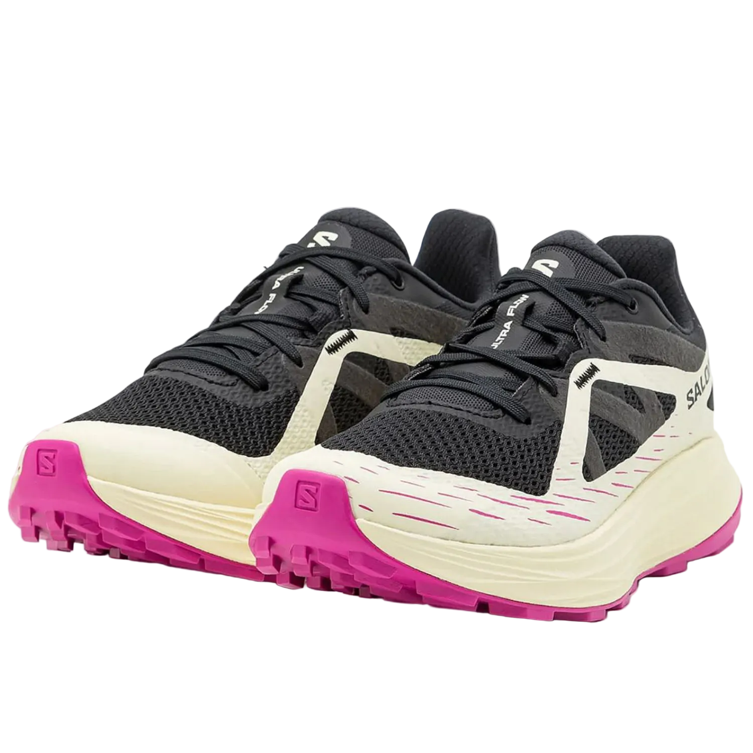 Salomon Women's Ultra Flow Trail Running Shoes - Black / Transparent Yellow / Rose Violet - Ndoros