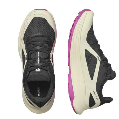 Salomon Women's Ultra Flow Trail Running Shoes - Black / Transparent Yellow / Rose Violet - Ndoros