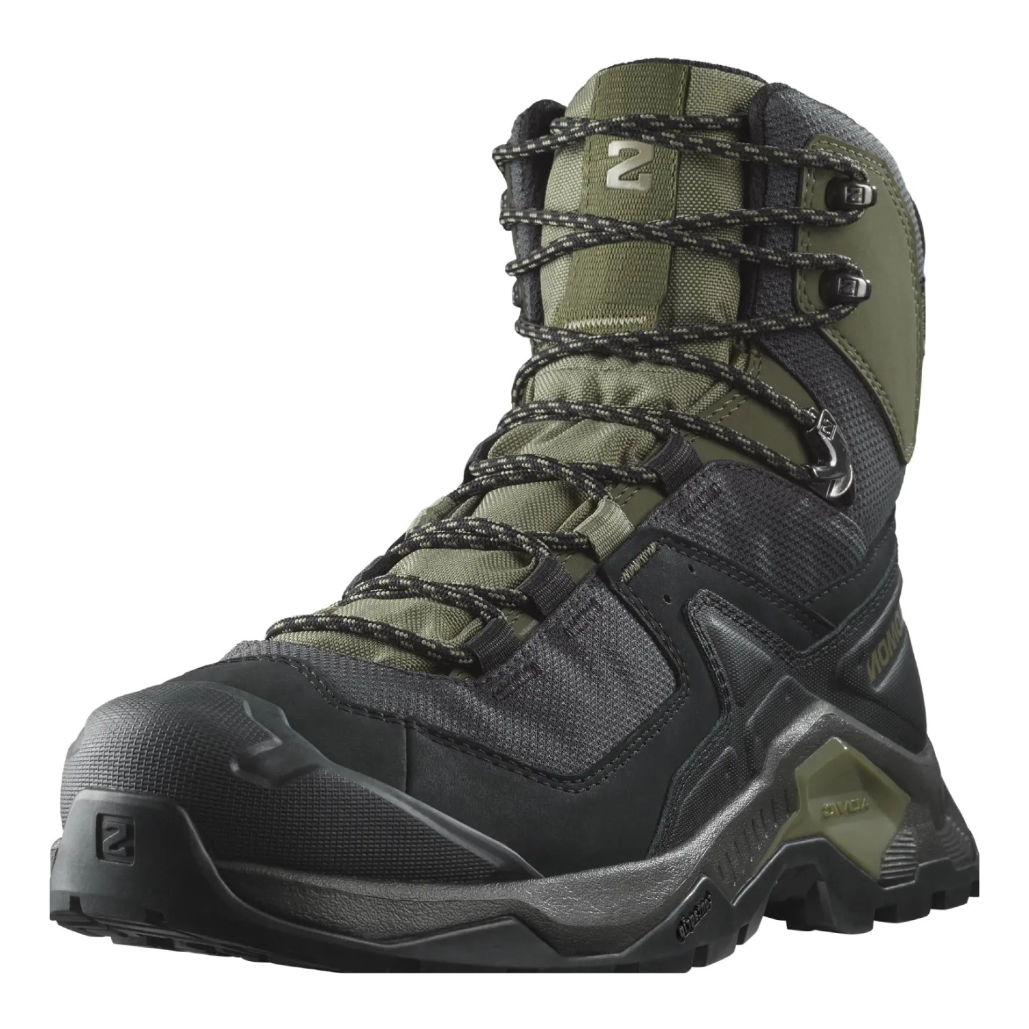 Salomon Men's Quest Element Gore-Tex, Waterproof Neutral Leather Hiking Boots - Black/Deep Lichen Green/Olive Night - Ndoros