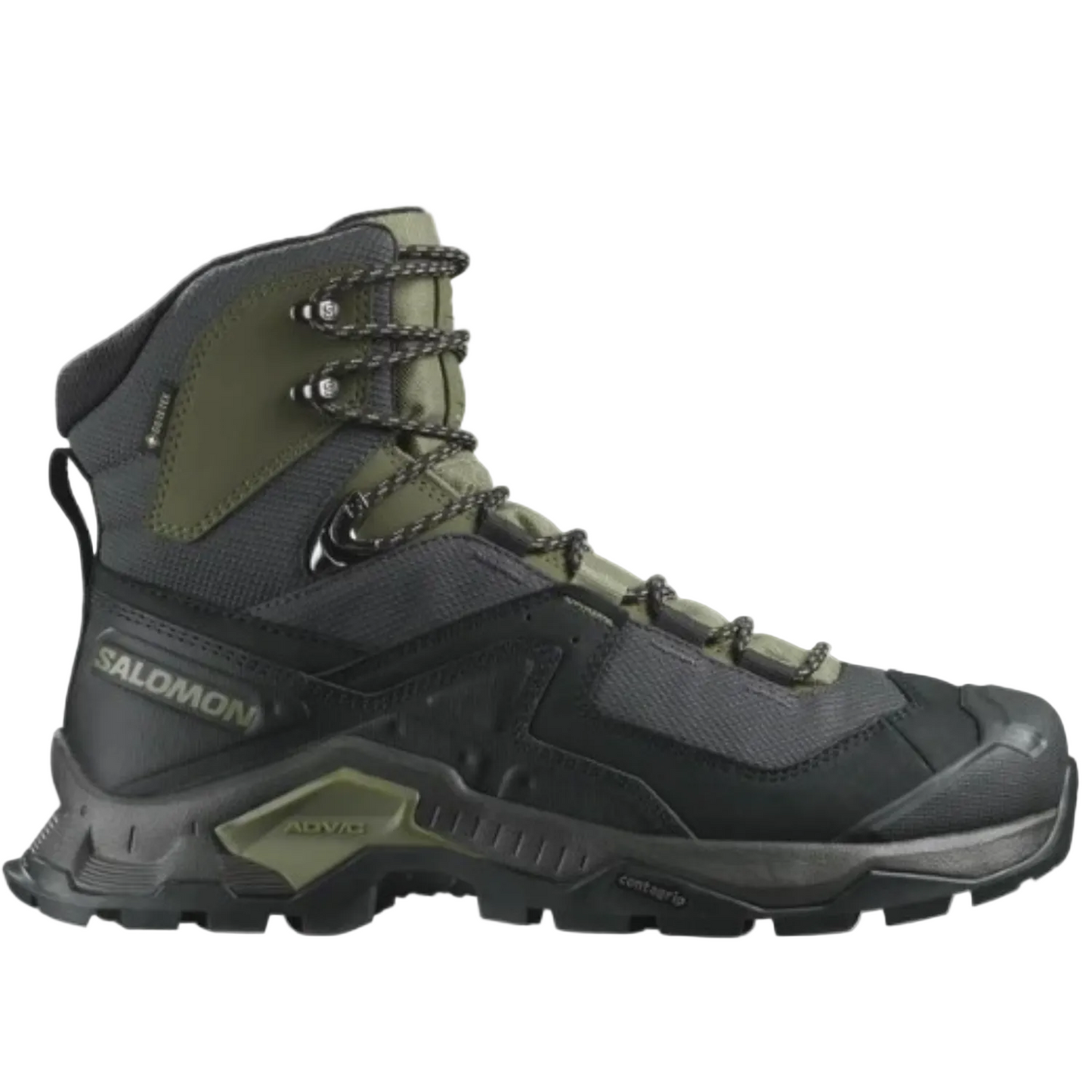 Salomon Men's Quest Element Gore-Tex, Waterproof Neutral Leather Hiking Boots - Black/Deep Lichen Green/Olive Night - Ndoros