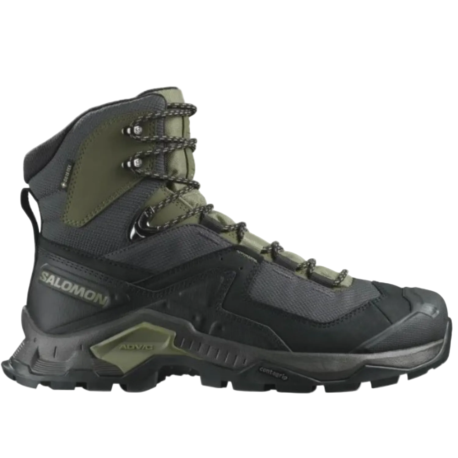 Salomon Men's Quest Element Gore-Tex, Waterproof Neutral Leather Hiking Boots - Black/Deep Lichen Green/Olive Night - Ndoros