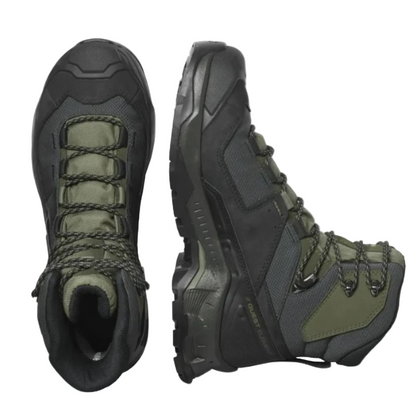 Salomon Men's Quest Element Gore-Tex, Waterproof Neutral Leather Hiking Boots - Black/Deep Lichen Green/Olive Night - Ndoros