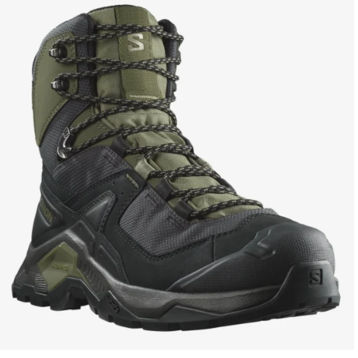 Salomon Men's Quest Element Gore-Tex, Waterproof Neutral Leather Hiking Boots - Black/Deep Lichen Green/Olive Night - Ndoros