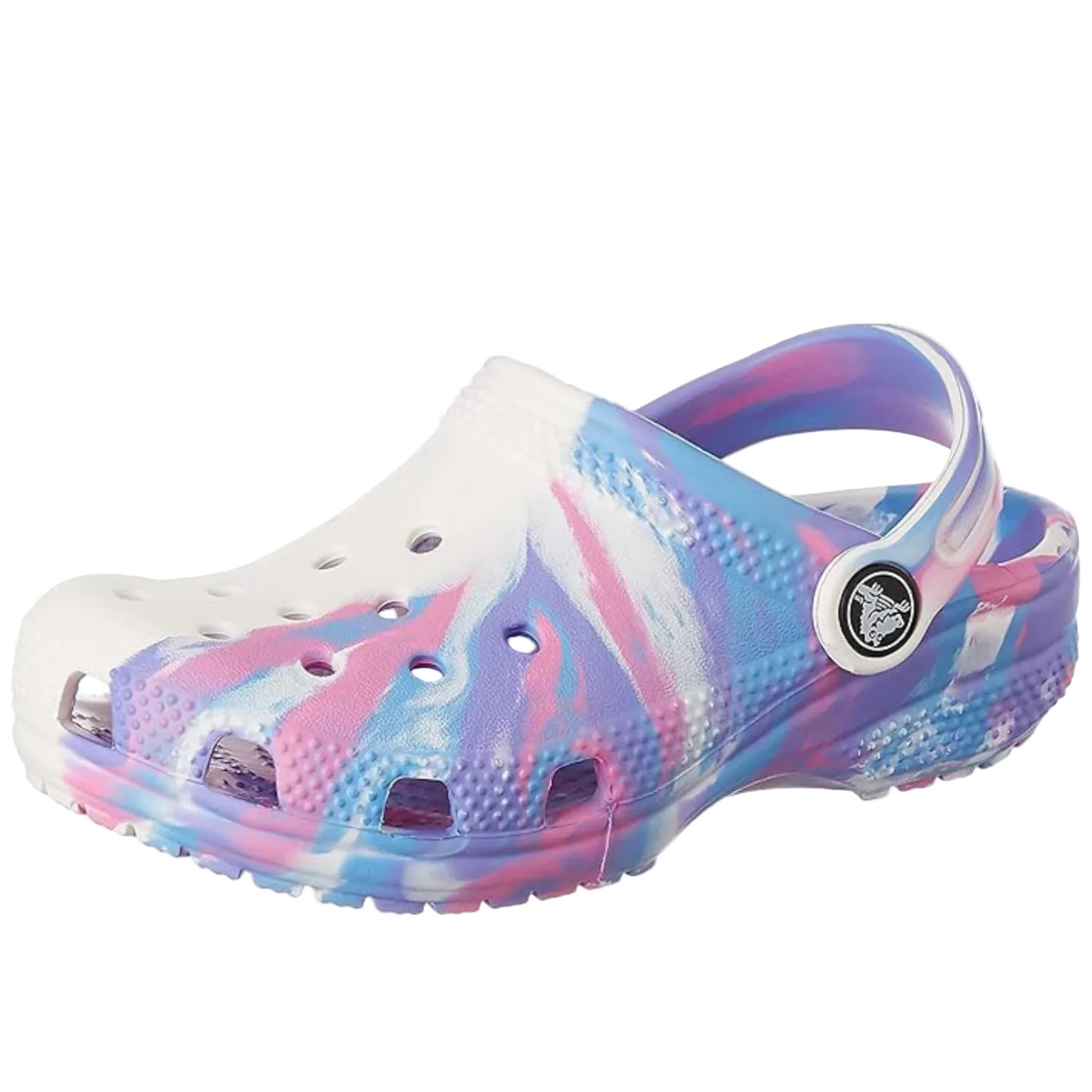 Crocs Unisex-Child Classic Marbled Tie-dye Clog | White/Pink