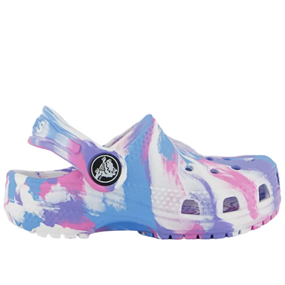 Crocs Unisex-Child Classic Marbled Tie-dye Clog | White/Pink