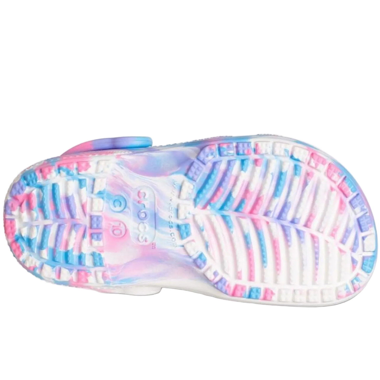 Crocs Unisex-Child Classic Marbled Tie-dye Clog | White/Pink