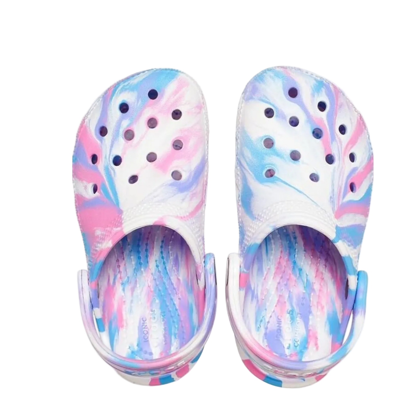 Crocs Unisex-Child Classic Marbled Tie-dye Clog | White/Pink