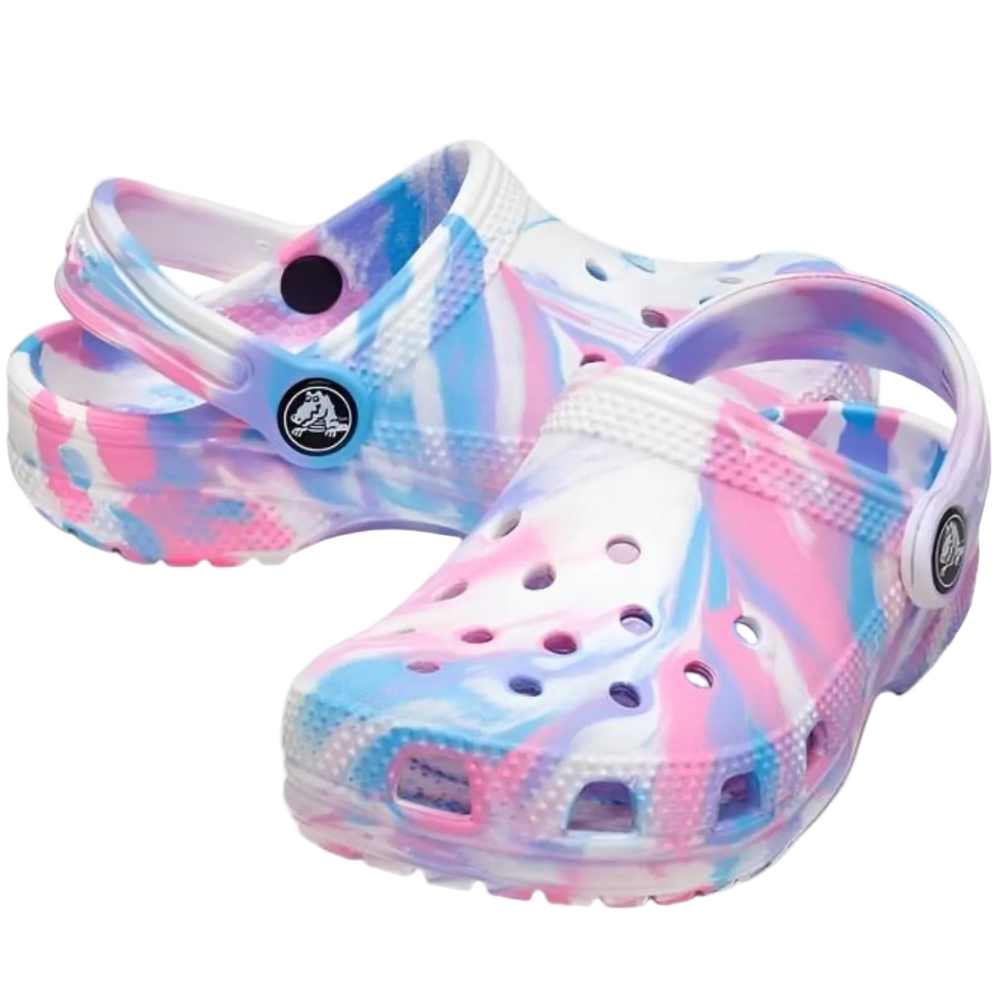 Crocs Unisex-Child Classic Marbled Tie-dye Clog | White/Pink