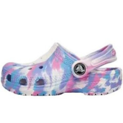 Crocs Unisex-Child Classic Marbled Tie-dye Clog | White/Pink