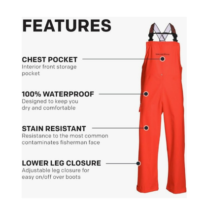 Grundens Men’s Neptune Bib Pants, Orange