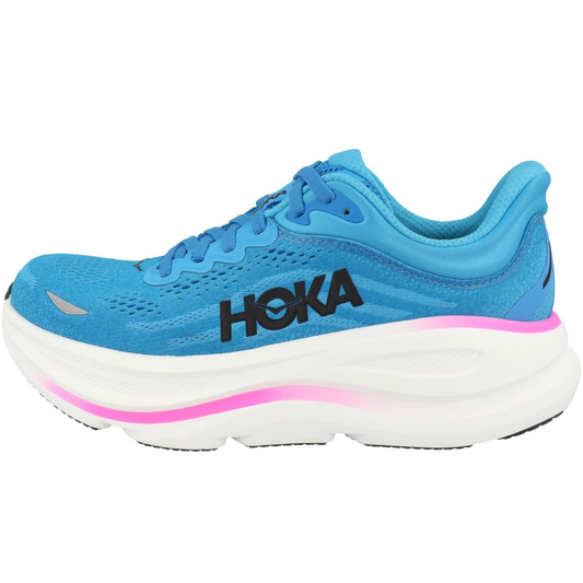 Hoka Women's Bondi 9 Running Shoes, Skyward Blue/Neon Fuchsia - Ndoros