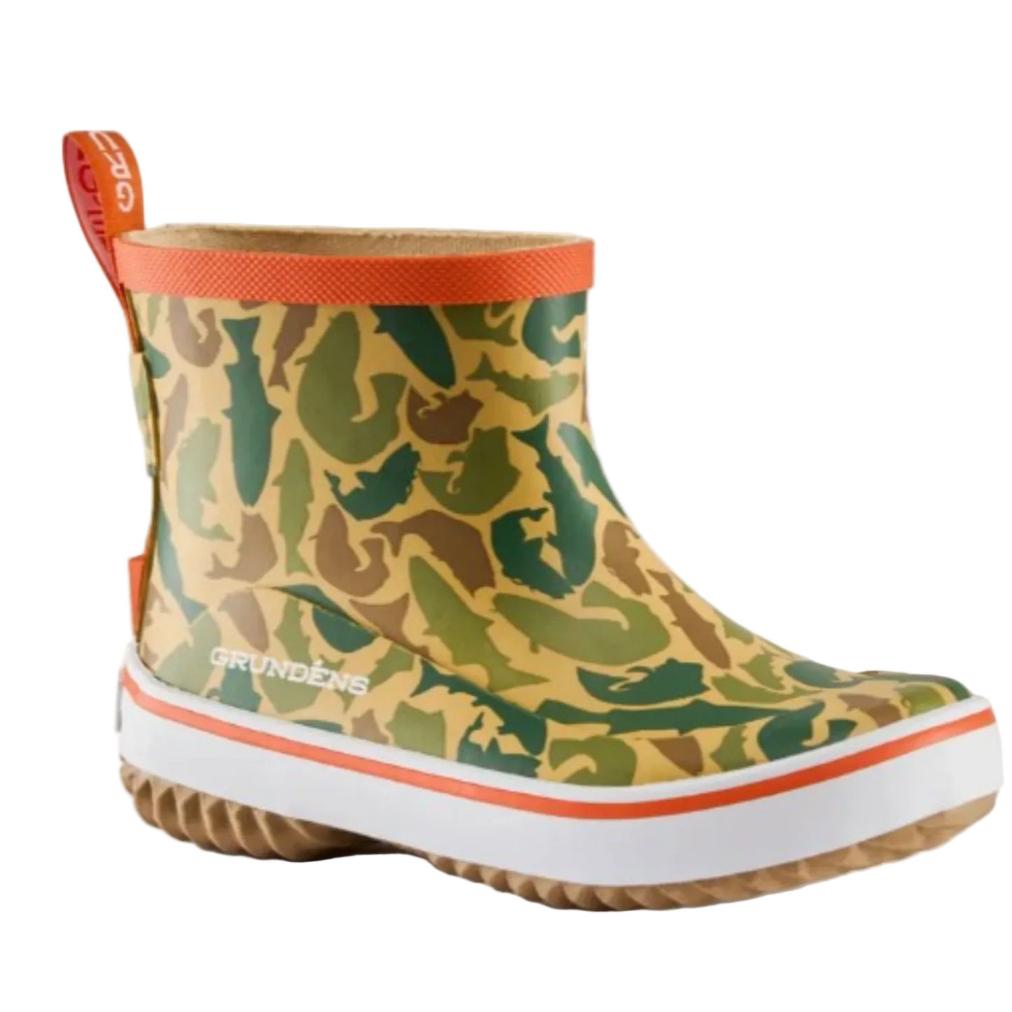 Grundens Kid's Guppy Rain Boots Waterproof, Fish Camo