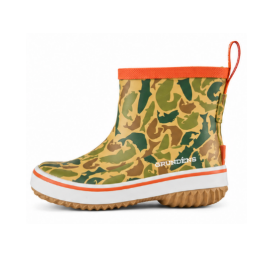 Grundens Kid's Guppy Rain Boots Waterproof, Fish Camo