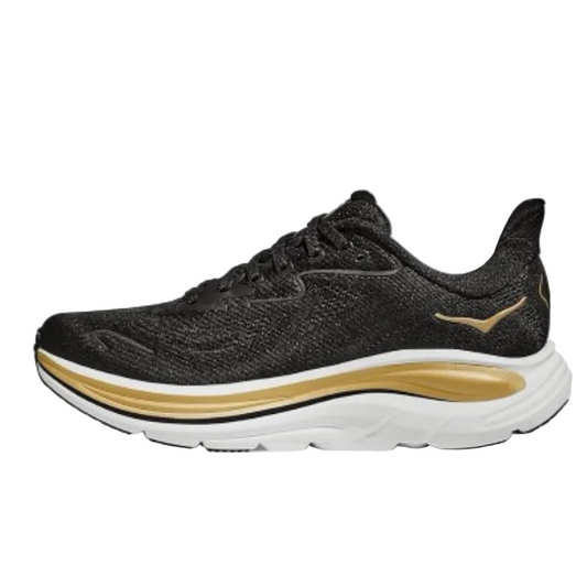 Hoka Women's Clifton 10 Running Shoes, Black/Gold - Ndoros