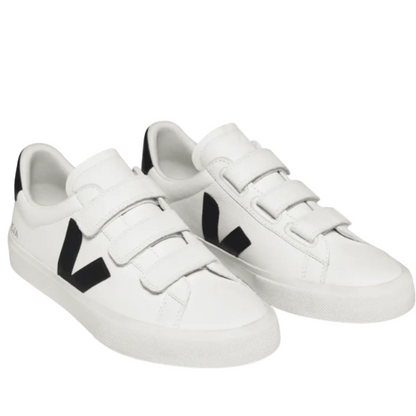 Veja Men's Recife Logo Sneaker, Extra White - Black
