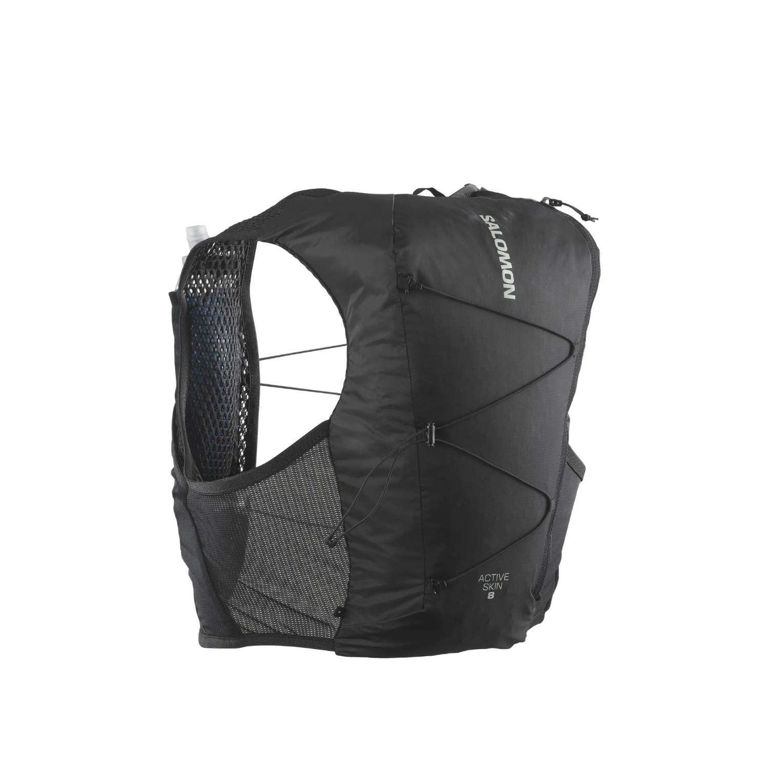 Salomon Unisex Active Skin 8, Hydration & Storage Vest with 500ml Flasks Included - Black / Metal - Ndoros