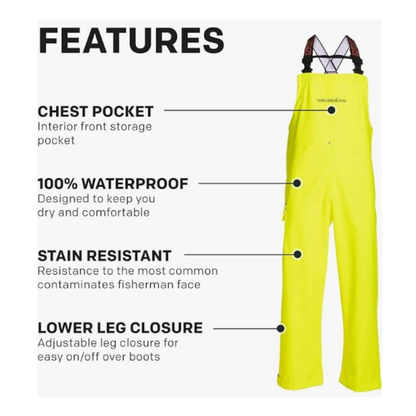 Grundens Men’s Neptune Bib Pants, Hi-Vis Yellow