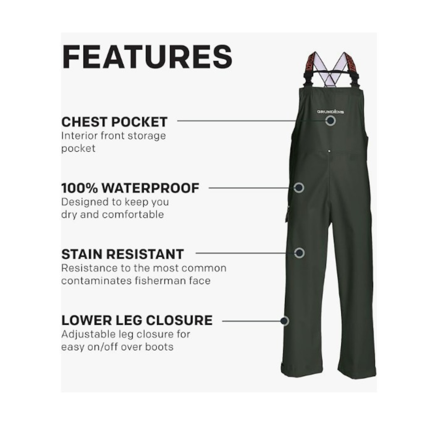 Grundens Men’s Neptune Bib Pants, Green