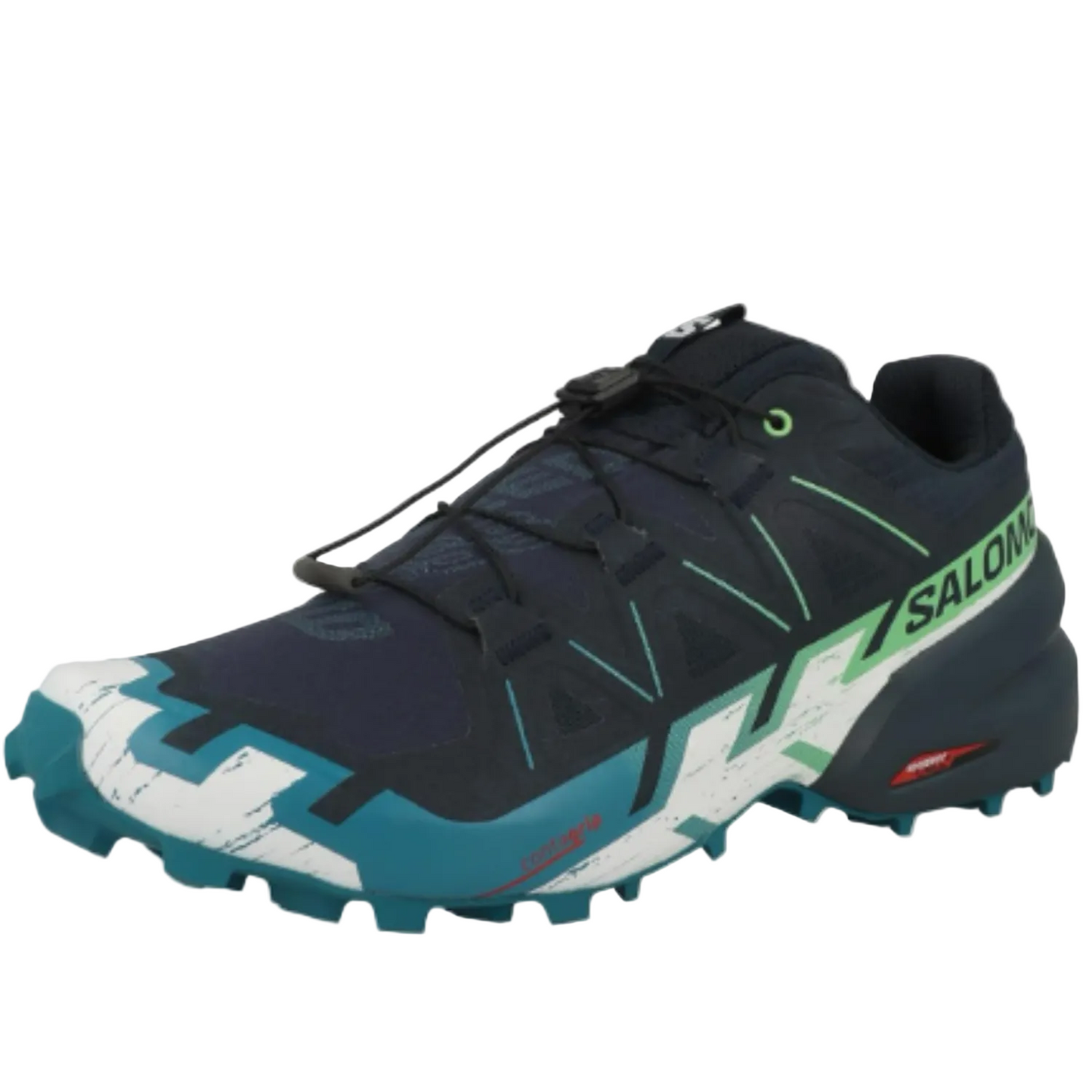 Salomon Mens Speedcross 6 Hiking Shoes, Carbon/Tahitian Tide/White - Ndoros