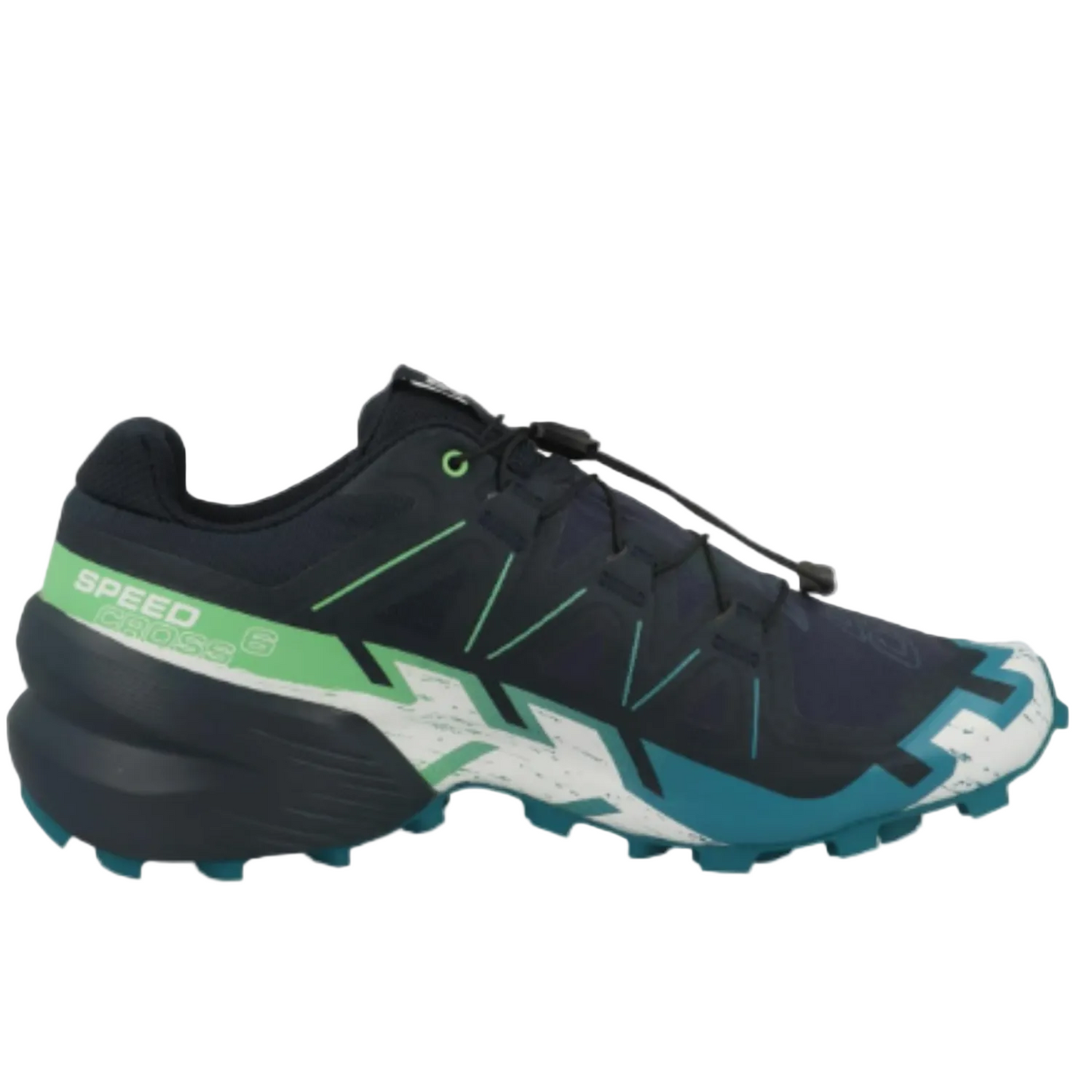 Salomon Mens Speedcross 6 Hiking Shoes, Carbon/Tahitian Tide/White - Ndoros