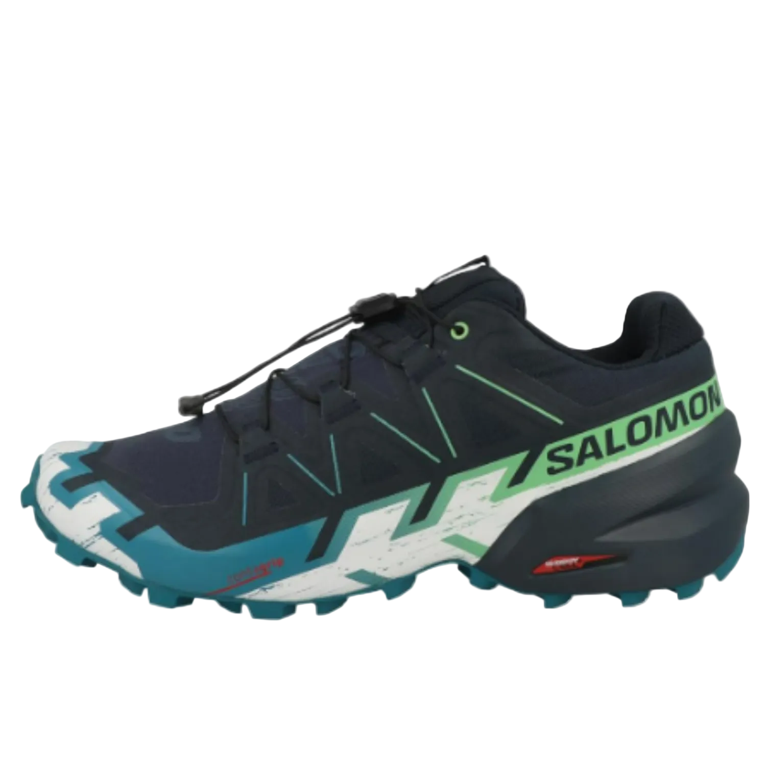 Salomon Mens Speedcross 6 Hiking Shoes, Carbon/Tahitian Tide/White - Ndoros