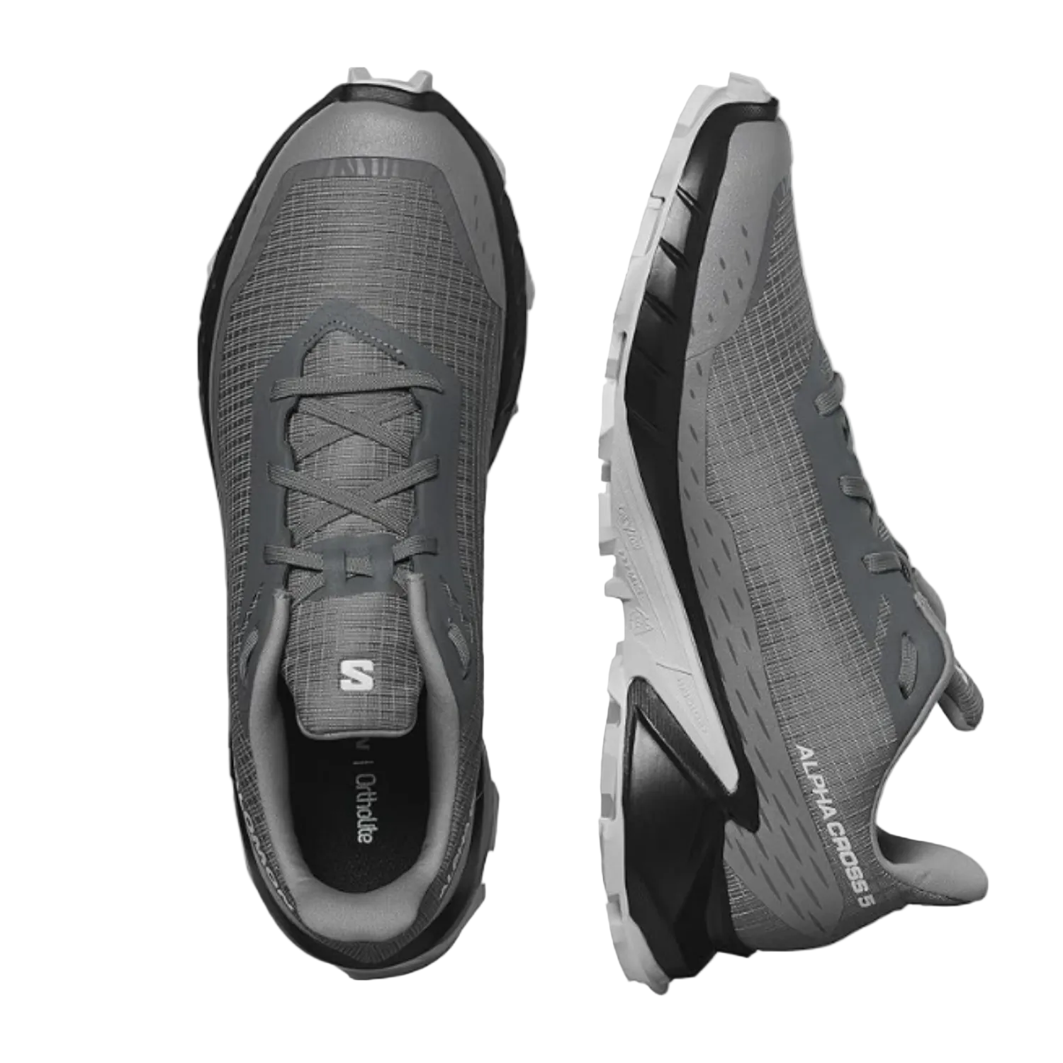 Salomon Men's Alphacross 5 Trail Running Shoes - Pewter/Black/Ghost Gray - Ndoros