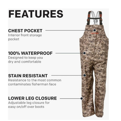 Grundens Men’s Neptune Bib Pants, Refraction Camo Stone