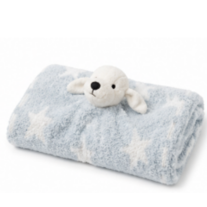 Barefoot Dreams CozyChic Dream Mini Blanket with Buddie (Aqua)