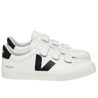Veja Men's Recife Logo Sneaker, Extra White - Black
