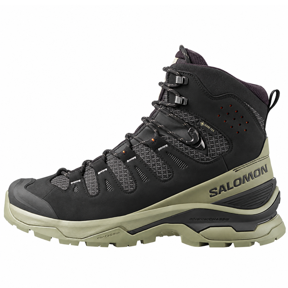Salomon Men's Quest 5 GTX Hiking Shoe, Black / Deep Lichen Green / Black