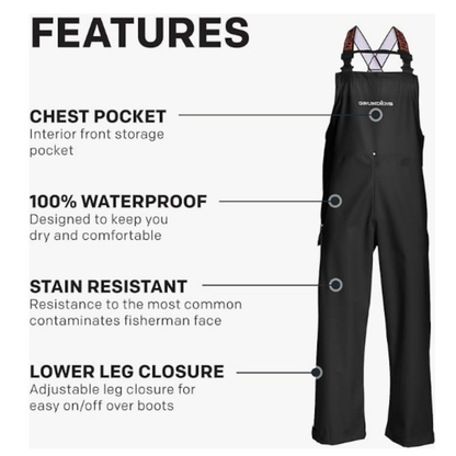 Grundens Men’s Neptune Bib Pants, Black