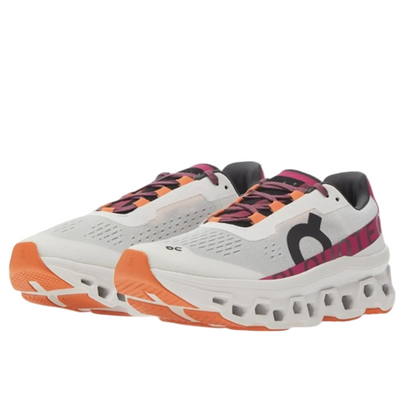 On Cloud Women's Cloudmonster  Running Shoes, Undyed-white / Aurora