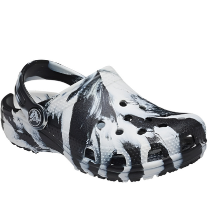 Crocs Classic Marbled Clog for Kids – Black/White
