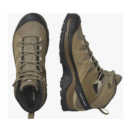 Salomon Men's QUEST ROVE GORE-TEX Leather Hiking Boots for Men, Kangaroo / Kelp / Black - Ndoros